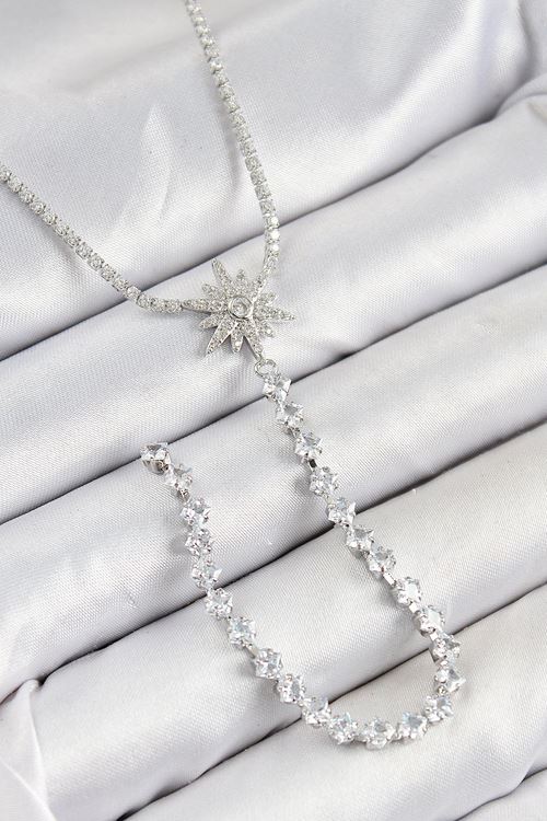 Pirinç Zirkon Taşlı Kutup Yıldızı Model Gold Renk Y Kolye