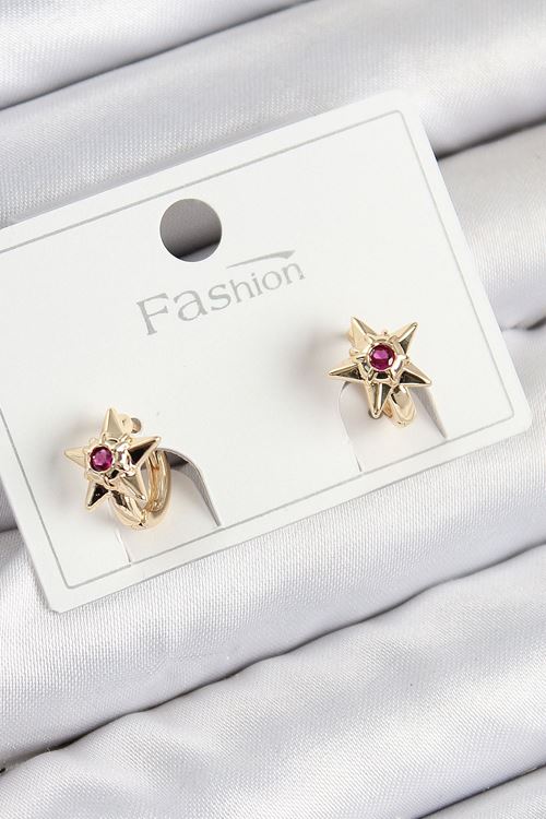 Pirinç Zirkon Taşlı Yıldız Model Gold Renk Çocuk Küpe