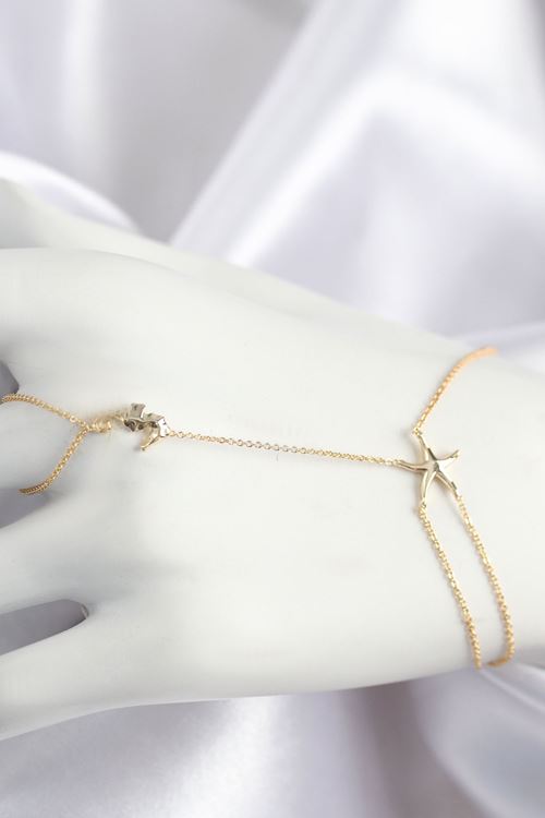 Pirinç Zirkon Taşlı Deniz Atı Ve Yıldız Model Gold Renk Şahmeran