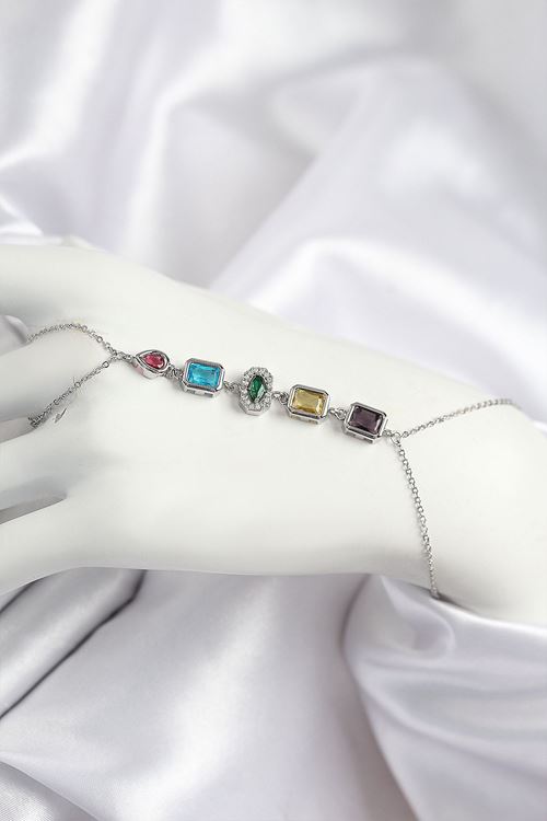 Pirinç Renkli Zirkon Taşlı Model Gümüş Renk Şahmeran