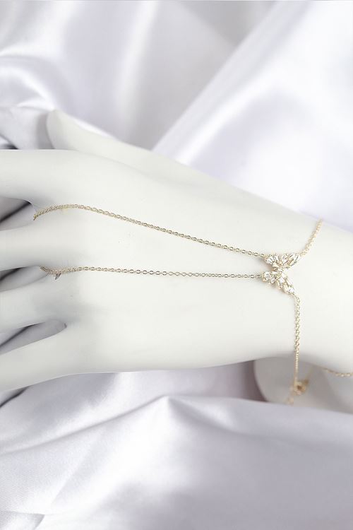 Pirinç Zirkon Taşlı Kelebek Model Gold Renk Şahmeran