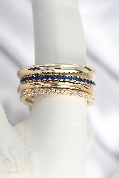 Pirinç Gold Renk Zirkon Taşlı 4'Lü Kadın Yüzük