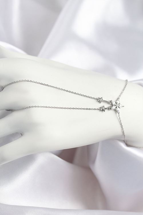 Pirinç Zirkon Taşlı Yıldız Model Gümüş Renk Şahmeran