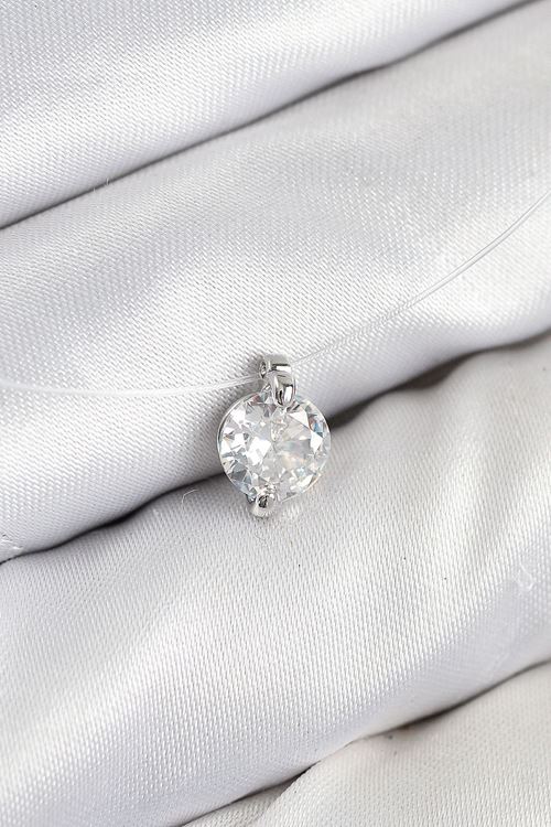 Misineli Zirkon Taşlı Model Gümüş Renk Hayalet Kolye