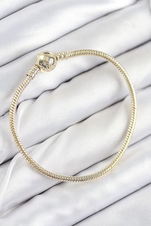 Pirinç Charm Topcuk Model Gold Renk Kadın Bileklik