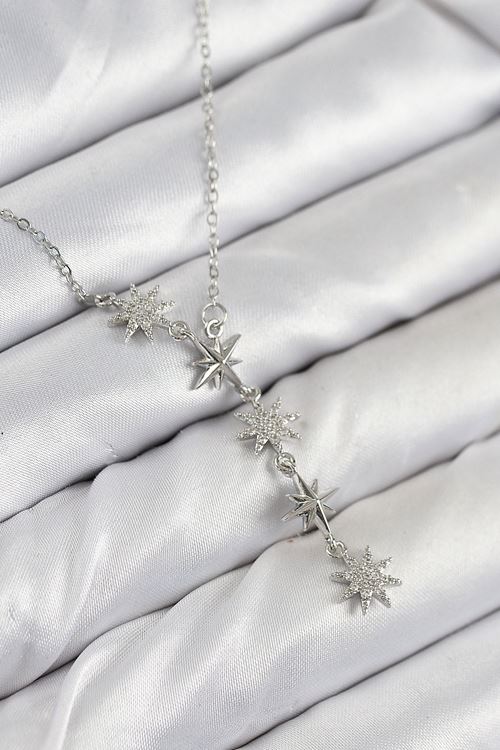 316L Çelik Yıldız Model Gümüş Renk Kadın Kolye