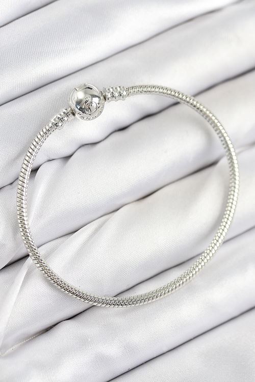 Pirinç Charm Topcuk Model Gümüş Renk Kadın Bileklik