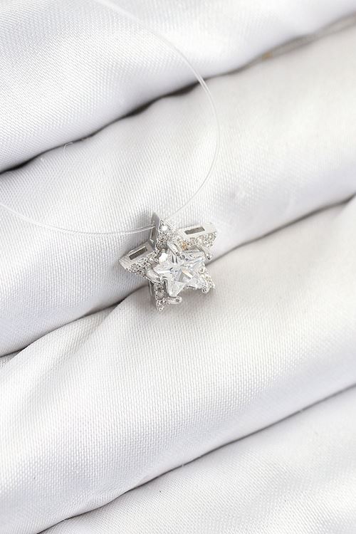 Misineli Yıldız Model Gümüş Renk Hayalet Kolye