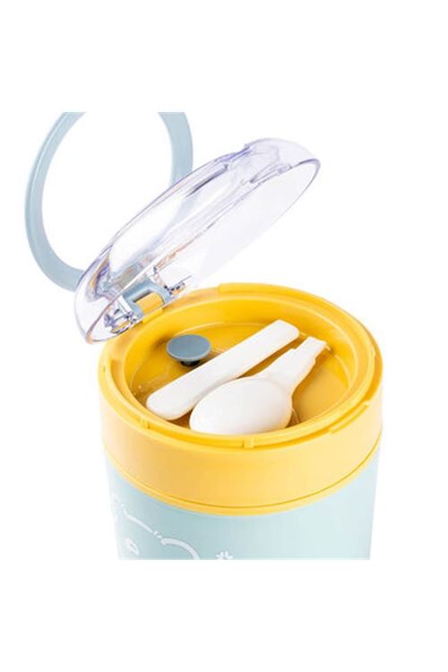 Tantitoni Tedemeı Mavi Sarı Paslanmaz Çelik Yuvarlak Yemek Taşıma Kabı 530ml