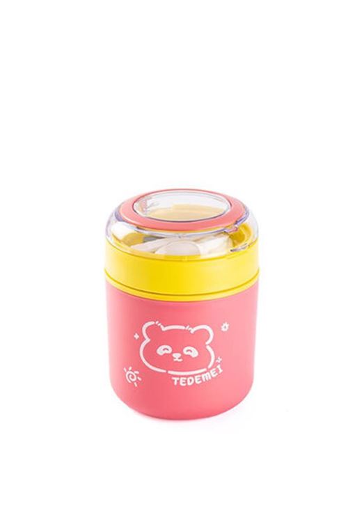 Tantitoni Tedemeı Pembe Sarı Paslanmaz Çelik Yuvarlak Yemek Taşıma Kabı 530ml