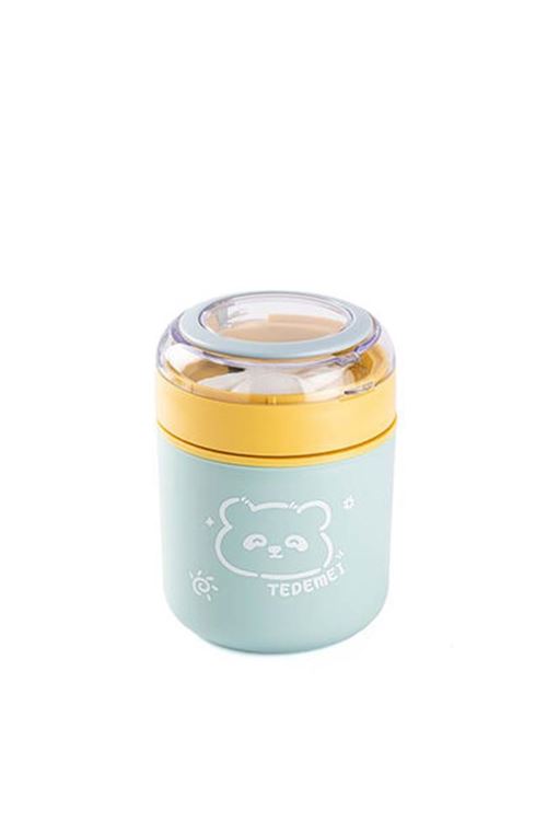 Tantitoni Tedemeı Mavi Sarı Paslanmaz Çelik Yuvarlak Yemek Taşıma Kabı 530ml