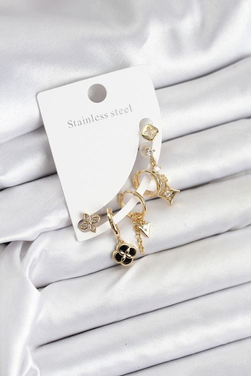 Pirinç Gold Renk Kadın Set Küpe