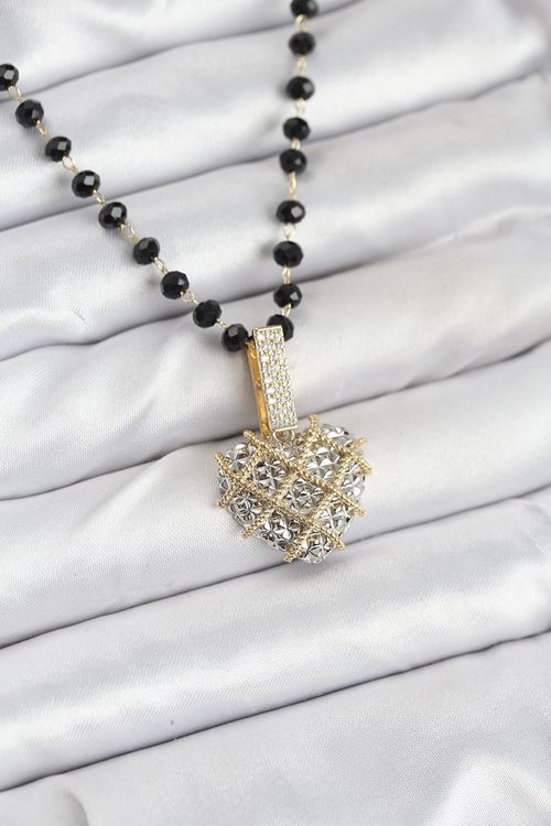 316L Çelik Zincir Kristal Boncuklu Kalpli Kadın Kolye