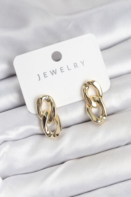 Pirinç Gold Renk Zincir Model Kadın Küpe