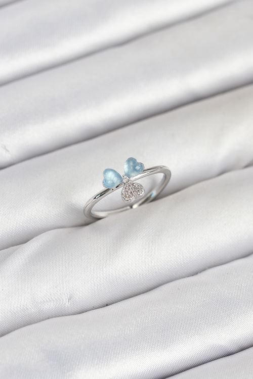 Pirinç Gümüş Renk Yonca Model Kadın Yüzük