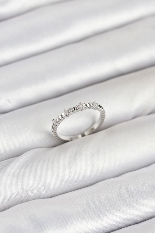 Pirinç Gümüş Renk Lazer Kesim Kadın Yüzük