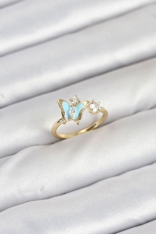 Pirinç Gold Renk Kelebek Model Kadın Yüzük