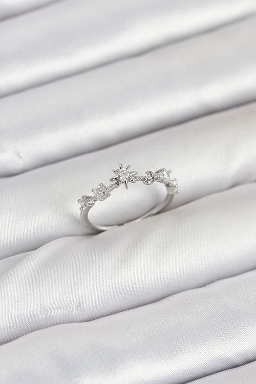 Pirinç Gümüş Renk Manifest Kadın Yüzük