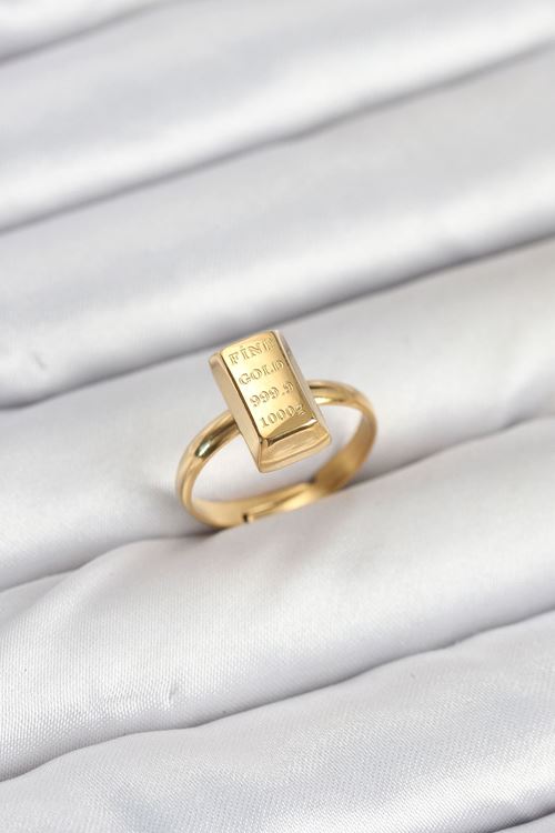 Pirinç Gold Renk Külçe Altın Model Kadın Yüzük