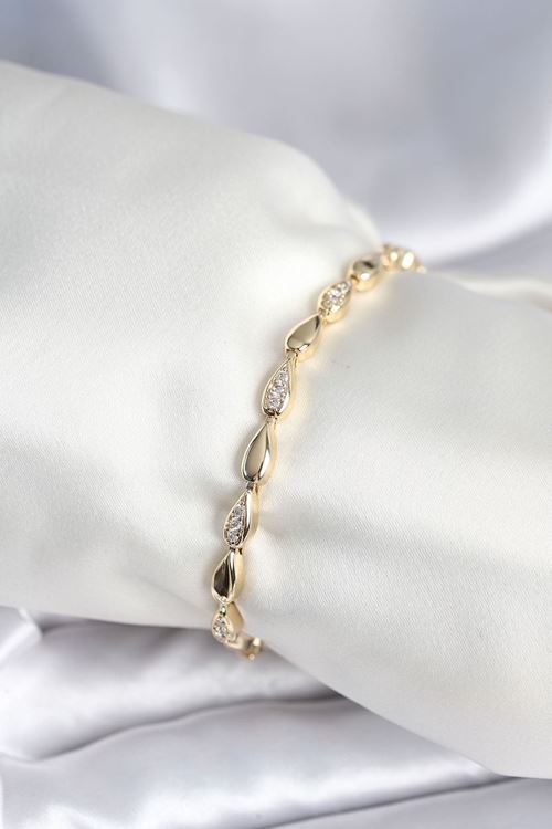 Pirinç Gold Renk Damla Model Kadın Bileklik