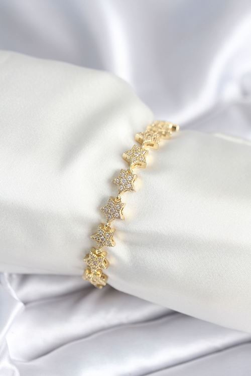 Pirinç Gold Renk Yıldız Model Kadın Bileklik