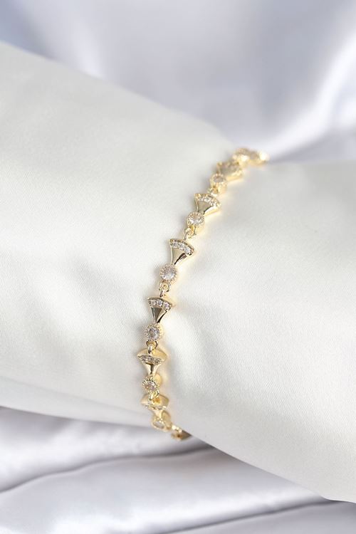 Pirinç Gold Renk Yelpaze Model Kadın Bileklik