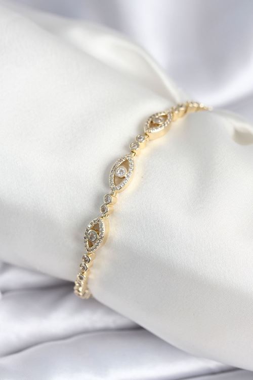 Pirinç Gold Renk Göz Model Kadın Bileklik