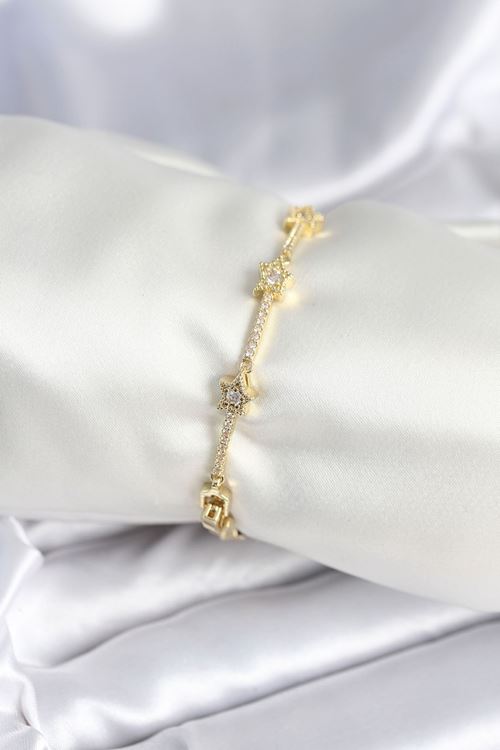 Pirinç Gold Renk Halley Yıldız Model Kadın Bileklik