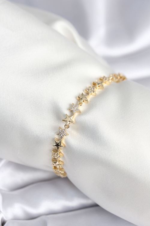 Pirinç Gold Renk Yıldız Model Kadın Bileklik