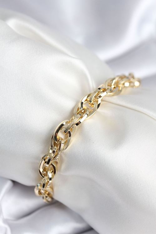 Pirinç Gold Renk Zincir Model Kadın Bileklik