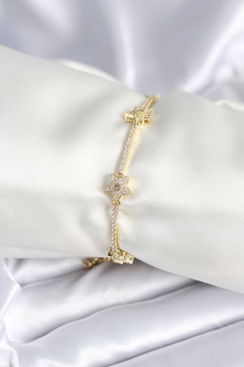 Pirinç Gold Renk Yıldız Model Kadın Bileklik