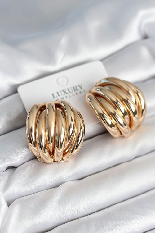 Pirinç Gold Renk Vintage Kadın Küpe