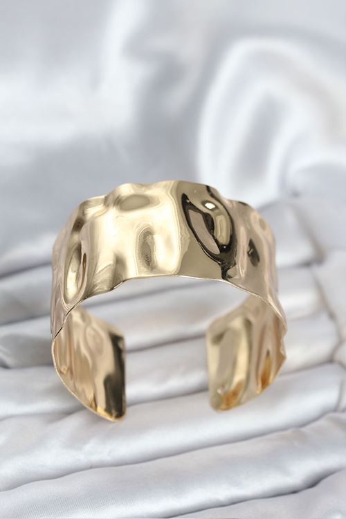 Pirinç Gold Renk Levha Model Kadın Bileklik