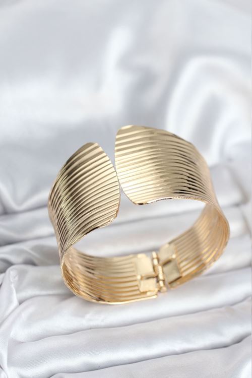 Pirinç Gold Renk Levha Model Kadın Bileklik