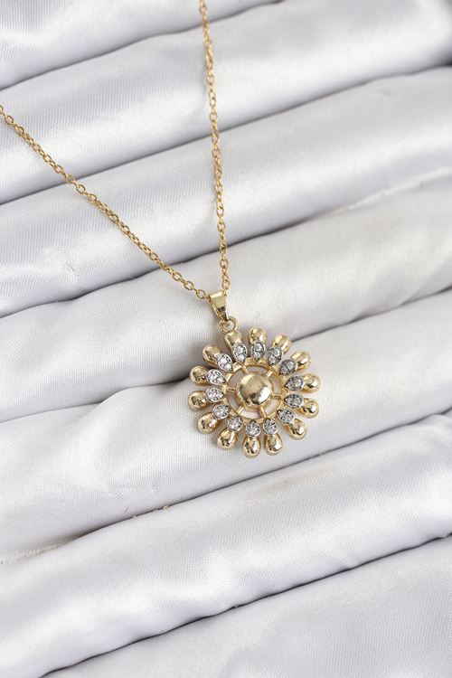 316L Çelik Zincir Gold Renk Güneş Model Kadın Kolye
