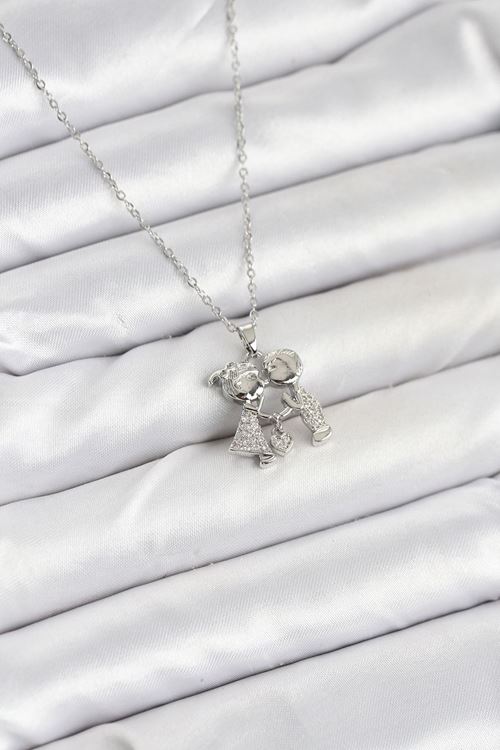 316L Çelik Zincir Gümüş Renk Erkek Kız Model Kadın Kolye